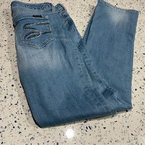 Seven 7 jeans studded mid wash straight leg jeans 8